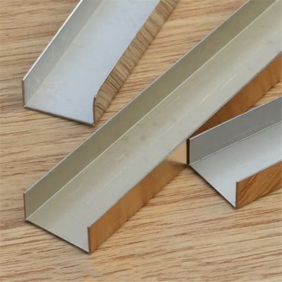 304 stainless steel U Profile Tile Trim dengan V Grooved/Bending Technique dan Panjang 2438mm/3048mm