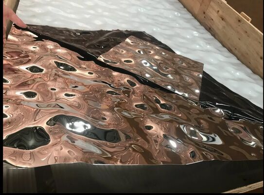 Lembaran Baja Tahan Karat Gelombang Air 3D, Panel Dekoratif Finishing Cermin