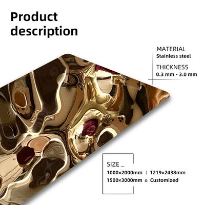 Harga bagus Rose Gold Mirror Air Ripple Stainless Steel Sheet Untuk Dekorasi Interior on line