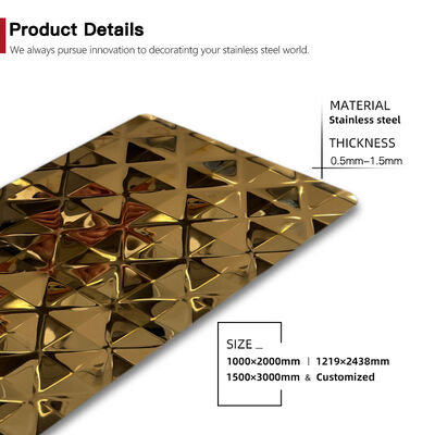 Harga bagus Lembaran Stainless Steel Desain Berlian Dilapisi PVD Emas Untuk Dekorasi Interior on line