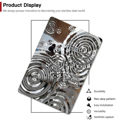 304 stainless steel 0.65mm Ketebalan PVD Water Coated Ripple Sheet stainless steel untuk dekorasi langit-langit