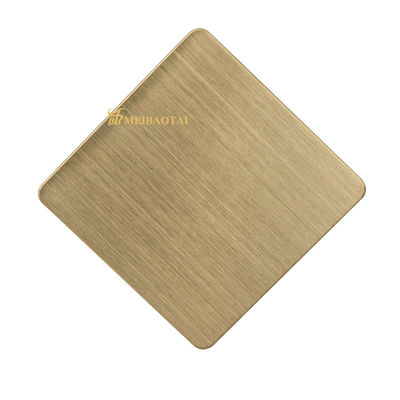 Harga bagus 1219x2438mm Hairline Stainless Steel Sheet Dekorasi Lapisan Warna Emas on line