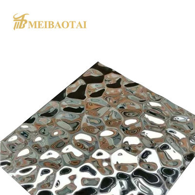 Harga bagus 0.65mm Ketebalan Silver Mirror Finish Air Ripple Stainless Steel Sheet Standar DIN untuk dinding dan langit-langit dekoratif on line