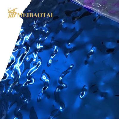0.55mm Ketebalan Biru PVD dilapisi Cermin Akhir Air Ripple Lembar Baja tahan karat untuk aplikasi dekoratif