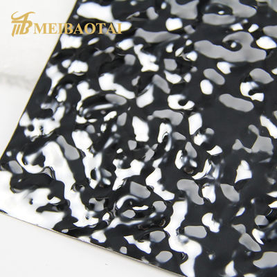 Harga bagus Black Mirror Water Ripple Stainless Steel Sheet 201 Grade 2438mm Ukuran untuk dekorasi dinding dan langit-langit mewah on line