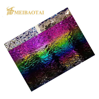 Lembaran Baja Tahan Karat 304 Bergelombang Air Lapis PVD Pelangi Film PVC 70 Mikron untuk Dinding Dapur