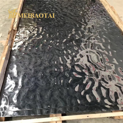 Lembaran Baja Tahan Karat Finishing Cermin Perak Grade 201 Motif Gelombang Air Lebar 1m untuk Panel Dekoratif