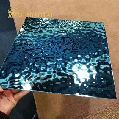 Harga bagus PVD Blue Coated Water Ripple Stainless Steel Sheet 1000mm X 2000mm Dengan 7c PVC Film untuk Dekorasi Langit-langit on line