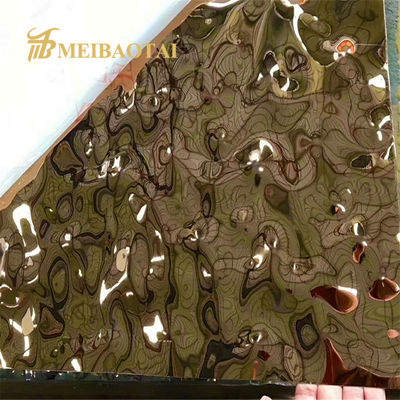 Harga bagus 304 Stainless Steel Water Ripple Sheet dengan Gold PVD Coating dan 7c PVC Film untuk Dekorasi Langit-langit on line