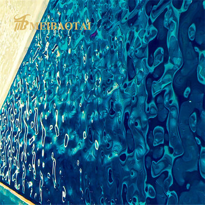 Harga bagus 201 Stainless Steel Blue PVD Coated Water Ripple Sheet 0.65mm tebal untuk dekorasi langit-langit on line