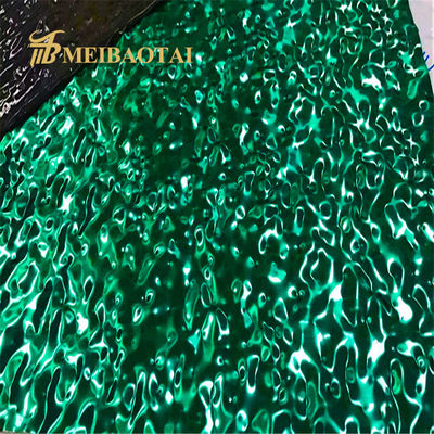 Green PVD Coated 304 stainless steel Water Ripple Sheet dalam 1500x3000mm Ukuran untuk Dekorasi Langit-langit