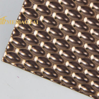 Rose Color Coated 4x8 Feet Grade 201 Embossed Stainless Steel Sheet untuk panel dinding dekoratif