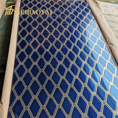 Harga bagus Lembaran Baja Tahan Karat Bertekstur Pola Berlian Campuran Warna Emas Biru 4x8 Kaki untuk Dekorasi Meja Dapur on line
