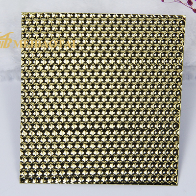 Ketebalan 0.85mm Timbul Stainless Steel Lembaran Emas Pola Sarang Lebah Hias Dinding