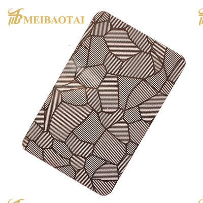 Rose Gold Black Mirror Etched Stainless Steel Sheet 304 Grade 1.15mm Ketebalan 1219x3048mm