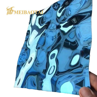 Harga bagus 0.55mm Ketebalan Biru PVD Lapisan 304 Stainless Steel Air Ripple Dekorasi Lembar on line