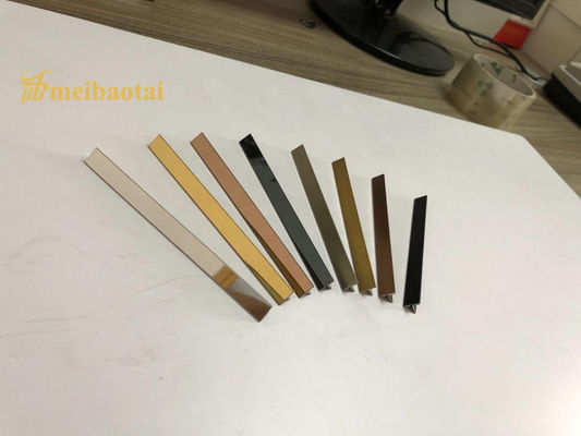 Golden Mirror Finished 304 Stainless Steel Tile Trim dengan Bentuk T untuk Profil Metal Sudut
