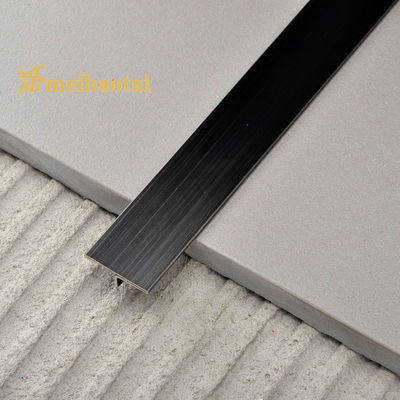 Harga bagus 304 Stainless Steel T Shape Tile Trim dengan Permukaan Hairline dan Lapisan PVD Hitam on line