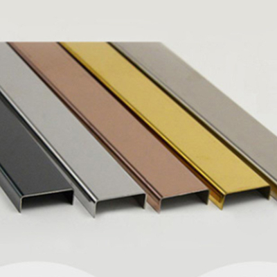 304 U Slot Stainless Steel Tile Trim Mirror Finish Tebal 0.65MM