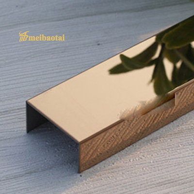 PVD Stainless Steel Kupas Dan Tongkat Ubin Dinding Dekoratif Potong saluran U15mm