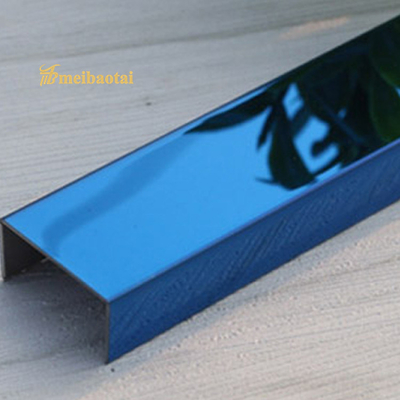 Trim Ubin Stainless Steel Dekoratif 20mm, PVD Blue Stainless Steel U Trim