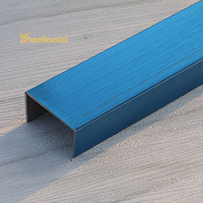 PVD Blue Coated Stainless Steel Tile Trim dengan Lebar 8mm dan Ketebalan 0,85mm untuk Dekorasi Dinding