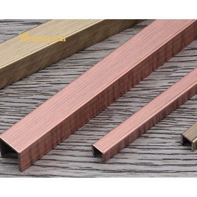 Harga bagus Rose Bronze Brushed U Bentuk Stainless Steel Tile Trim on line