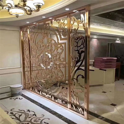 Harga bagus CNC Cutting Aluminium 8mm Ketebalan Rose Gold Metal Room Divider Partition on line