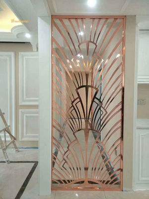 Harga bagus Mirror Rose Gold Metal Room Divider 200x300mm Pemotongan Laser on line