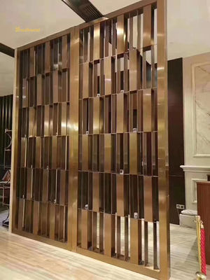 Harga bagus 30mm Ketebalan PVD Rose Coated Stainless Steel Room Divider Metal Privacy Screen dengan ukuran yang disesuaikan on line