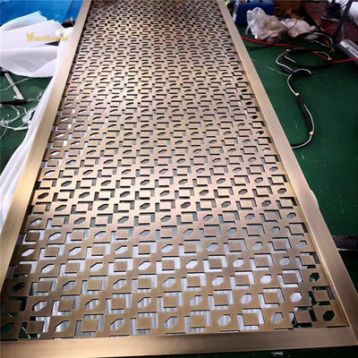 Harga bagus Pembatas Ruangan Baja Tahan Karat Berlapis Emas Hitam PVD dengan Finishing Hairline dalam Ukuran Kustom on line