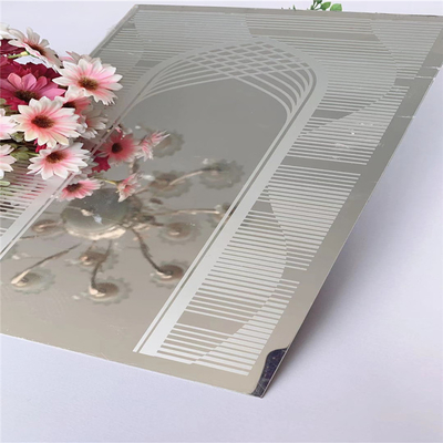 SuS304 Elevator Stainless Steel Sheet Cermin Pola Terukir Panjang 8ft