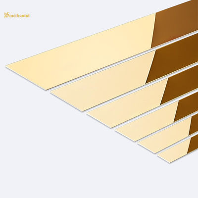 0.55mm Ketebalan SS304 Cermin Baja Tahan Karat Lis Ubin dengan Pelapis PVD Emas untuk Tepi Dinding dan Lantai