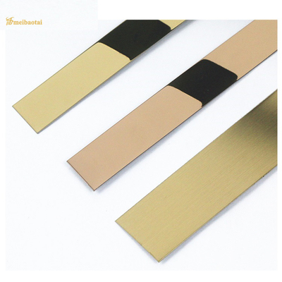 3048mm Flat Shape Stainless Steel Tile Trim Untuk Dekorasi Garis Pintu Kayu