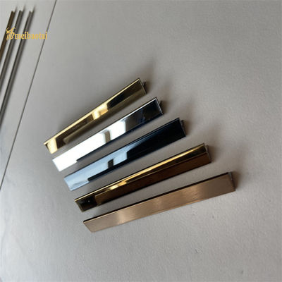 Harga bagus 304 T Slot Stainless Steel Tile Trim Gold Mirror Finish Profil Dekoratif on line