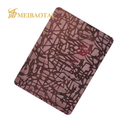 Rose Gold Brown Plating Embossed Stainless Steel Sheet 1500x3000mm dengan Double PVC Film untuk aplikasi dekoratif