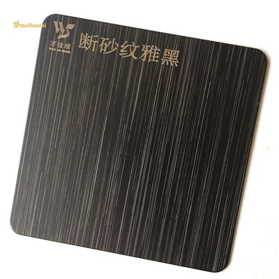 Lembaran Baja Tahan Karat Garis Rambut 4x8 Berlapis PVD Hitam dengan Ketebalan 0,65mm untuk Dekorasi Arsitektur