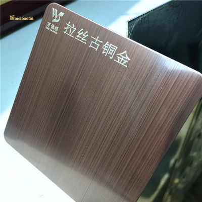 Harga bagus Brushed Bronze Gold PVD Coated 304 Grade Hairline Stainless Steel Sheet dengan Ketebalan 0,65mm on line