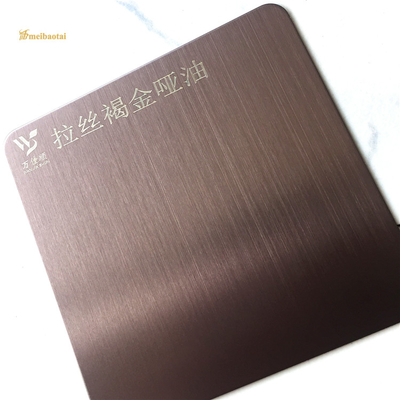 Anti Finger Print Garis Rambut Pelat SS Brown Gold Ketebalan 0.65mm