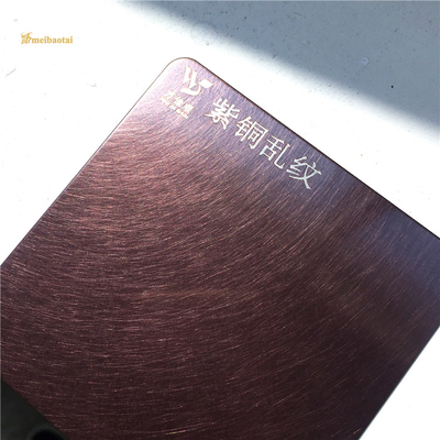 Lembaran Stainless Steel Garis Rambut Getaran Tembaga Ungu Ketebalan 0.65mm
